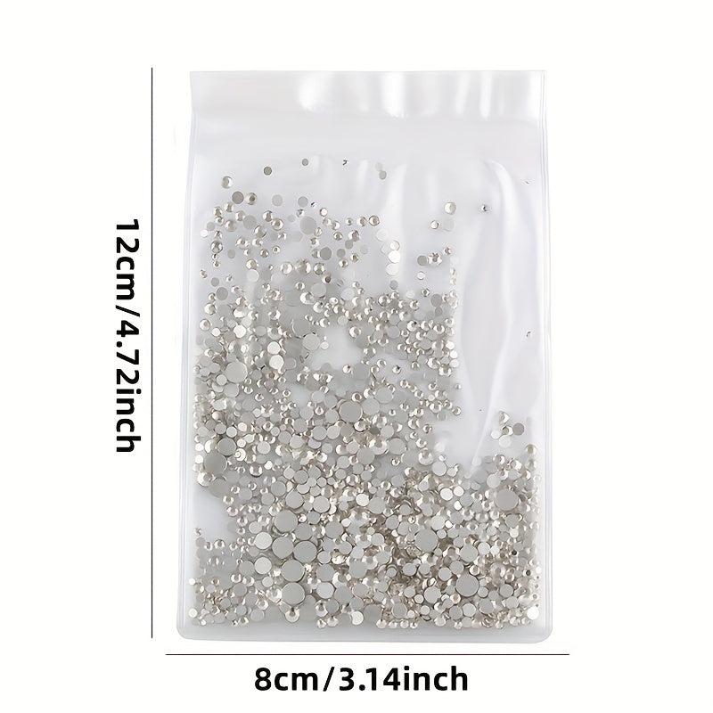 1000 Pcs Mixed Round Crystal AB Glass Nail Rhinestone Flat Back Stones