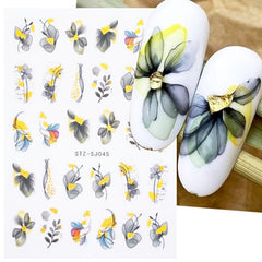 Lily Flower 3D Nail Stickers Leaves Butterflies Spring Nail Art Decoration