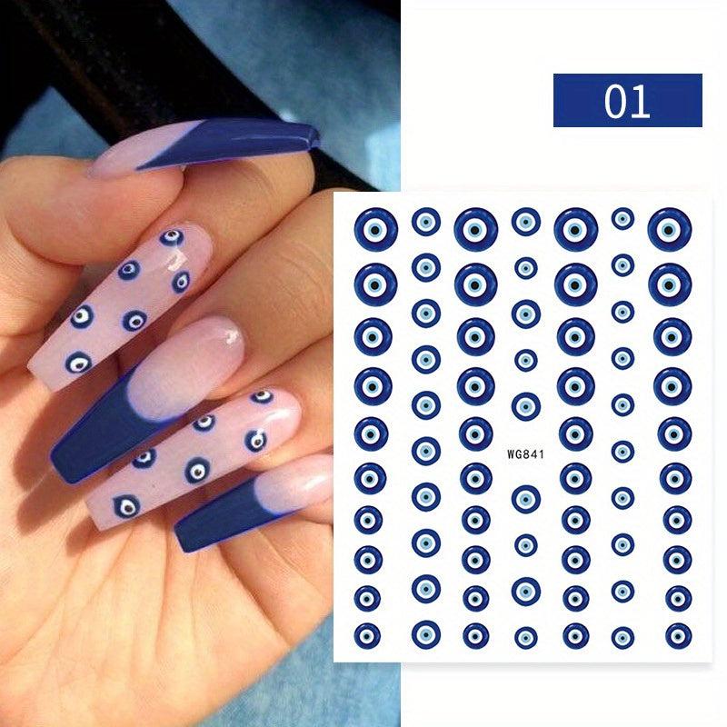 3D Evil Eye Nail Art Stickers Self Adhesive Witch Nail Decals DIY Manicure