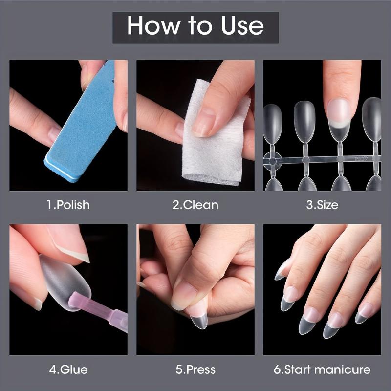300PCS Soft Gel Nail Tips Full Cover Matte Almond Pre-shape Acrylic Nails