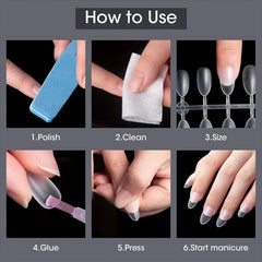 300PCS Soft Gel Nail Tips Full Cover Matte Almond Pre-shape Acrylic Nails