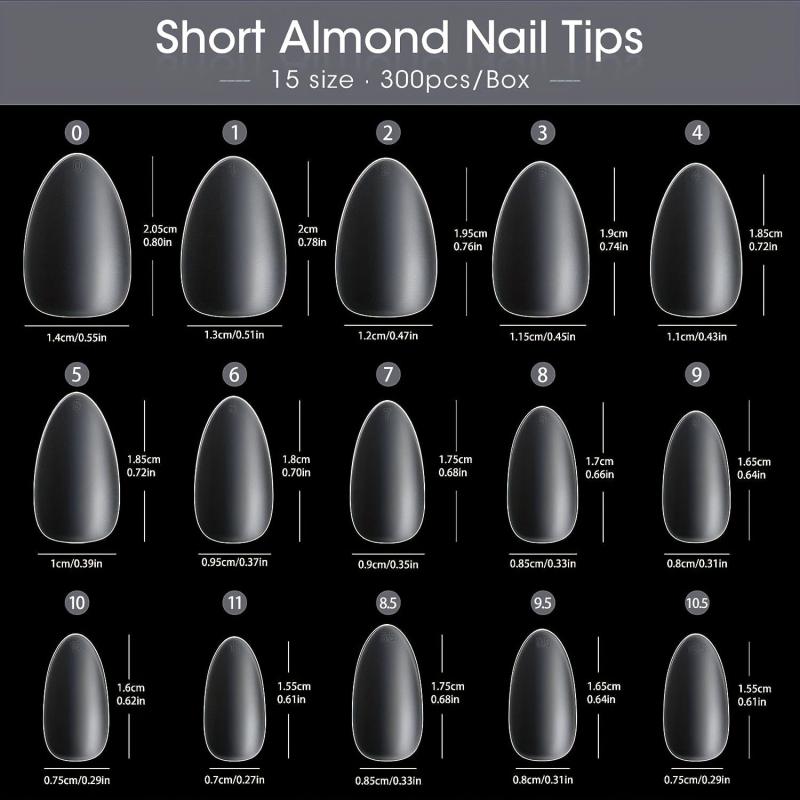 300PCS Soft Gel Nail Tips Full Cover Matte Almond Pre-shape Acrylic Nails