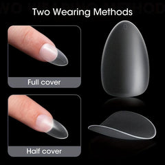 300PCS Soft Gel Nail Tips Full Cover Matte Almond Pre-shape Acrylic Nails