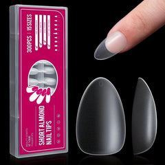 300PCS Soft Gel Nail Tips Full Cover Matte Almond Pre-shape Acrylic Nails