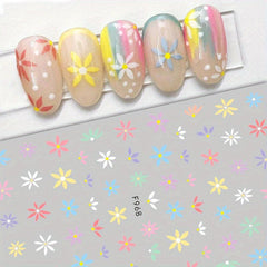 Holographic 3D Embossed Daisy Nail Stickers