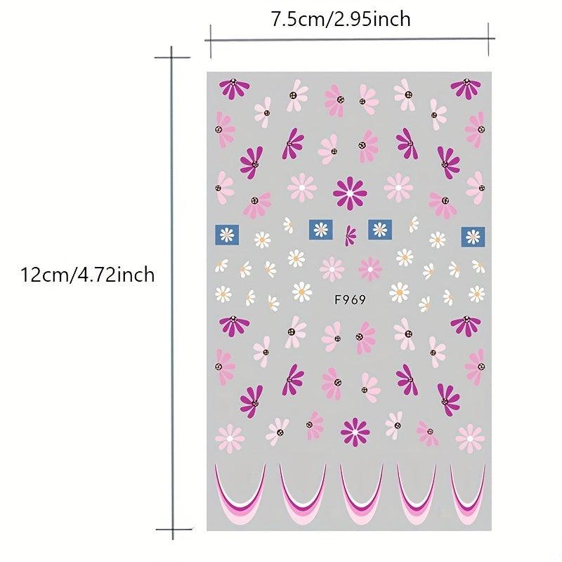 Holographic 3D Embossed Daisy Nail Stickers