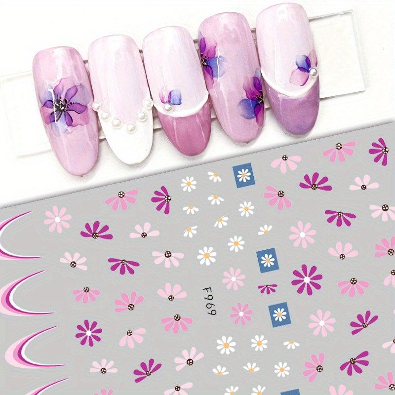 Holographic 3D Embossed Daisy Nail Stickers