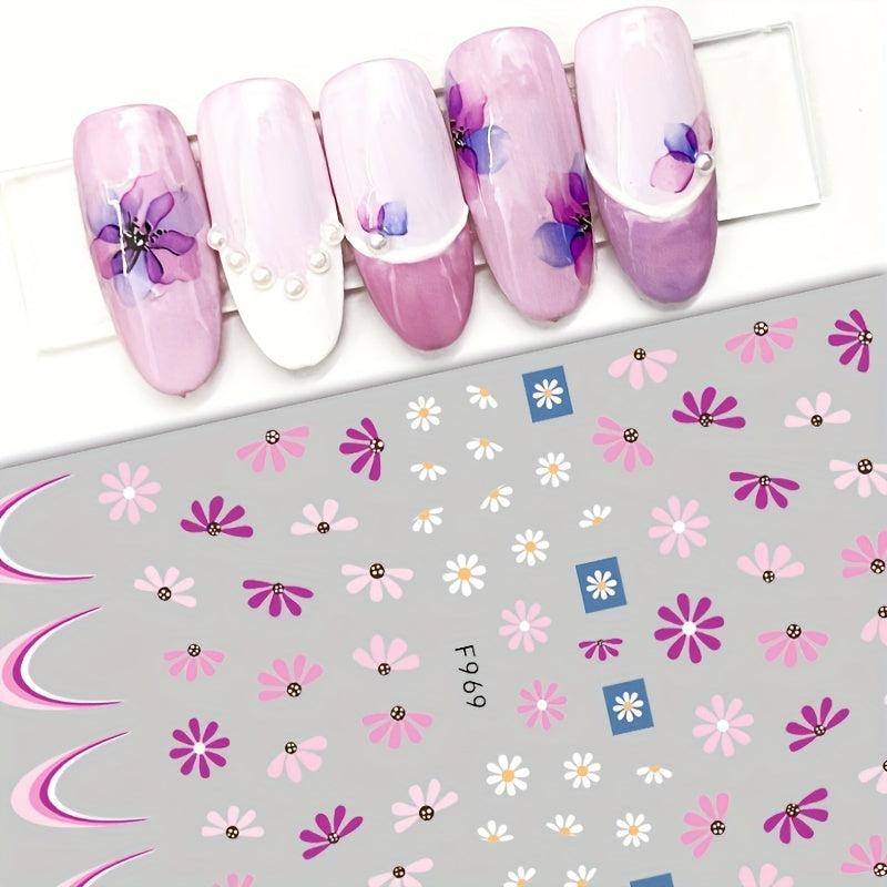 Holographic 3D Embossed Daisy Nail Stickers