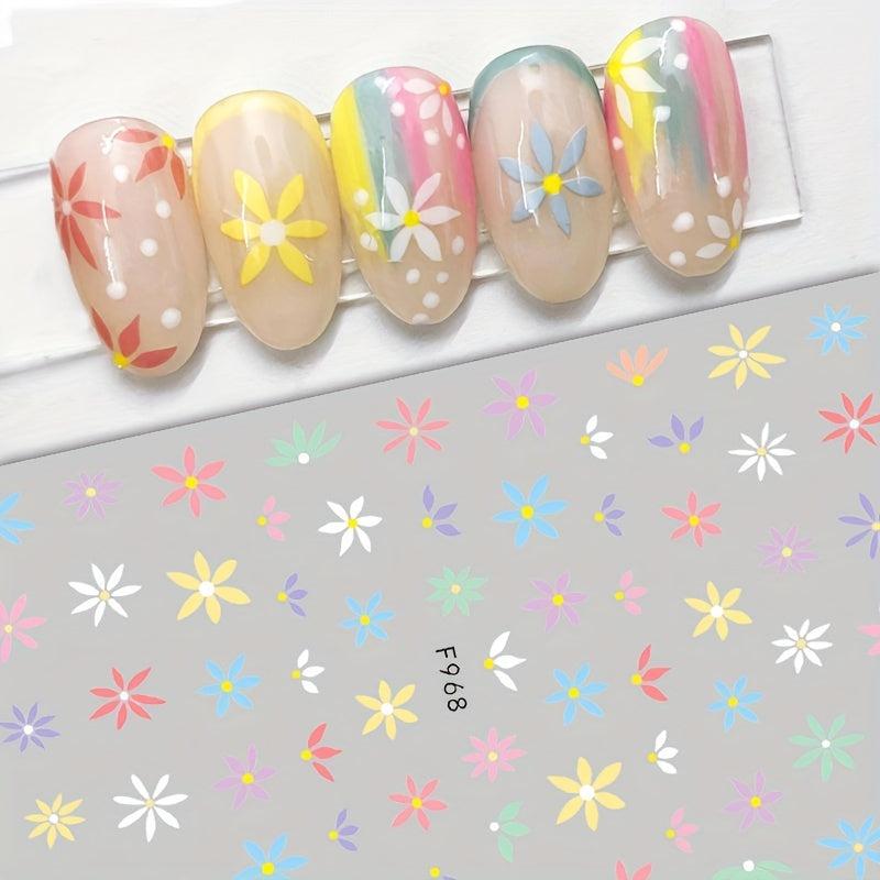 Holographic 3D Embossed Daisy Nail Stickers