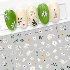 Holographic 3D Embossed Daisy Nail Stickers