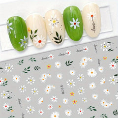 Holographic 3D Embossed Daisy Nail Stickers