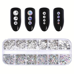 AB Crystal Rhinestone Nail Art Decoration Mixed Size Dazzling Diamonds