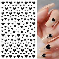 2 pcs 3D Heart Nail Art Stickers Set Adhesive Decal Polish Slider