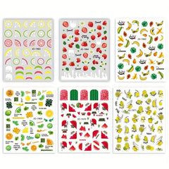 Cherry Nail Art Stickers 3D Self Adhesive Decals for Manicure