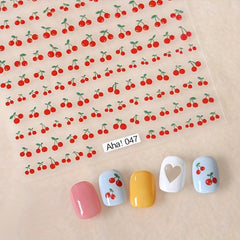 Cherry Nail Art Stickers 3D Self Adhesive Decals for Manicure