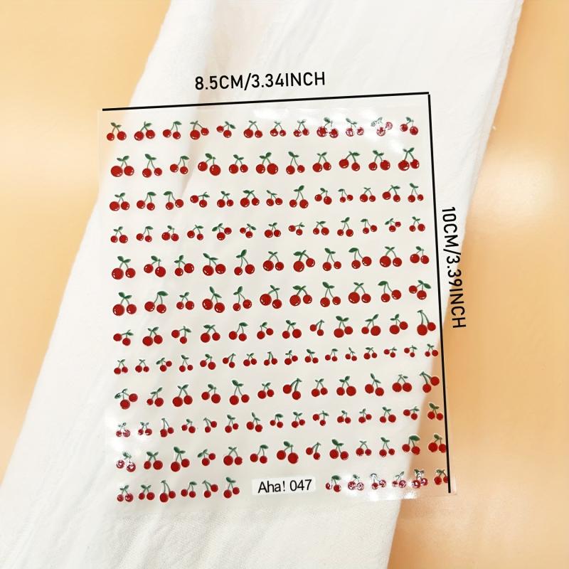 Cherry Nail Art Stickers 3D Self Adhesive Decals for Manicure