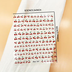 Cherry Nail Art Stickers 3D Self Adhesive Decals for Manicure