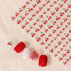 Cherry Nail Art Stickers 3D Self Adhesive Decals for Manicure