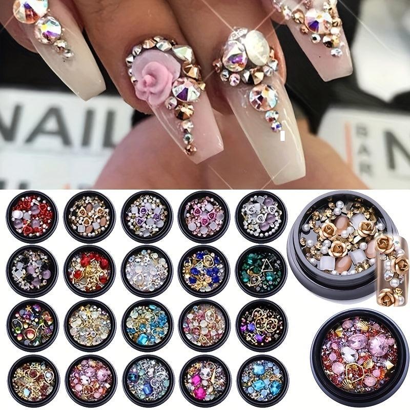 3D Nail Rhinestones Pearls Crystal Art Decorations Glitter Accessories DIY