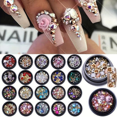 3D Nail Rhinestones Pearls Crystal Art Decorations Glitter Accessories DIY