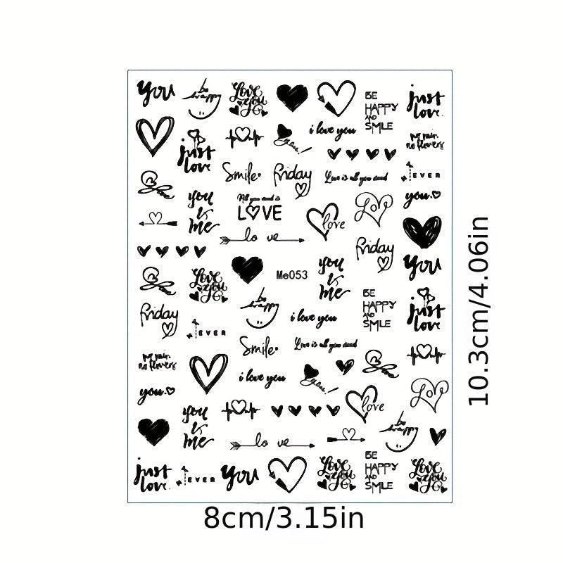 3D Holographic Laser Heart Nail Stickers Self Adhesive Decals