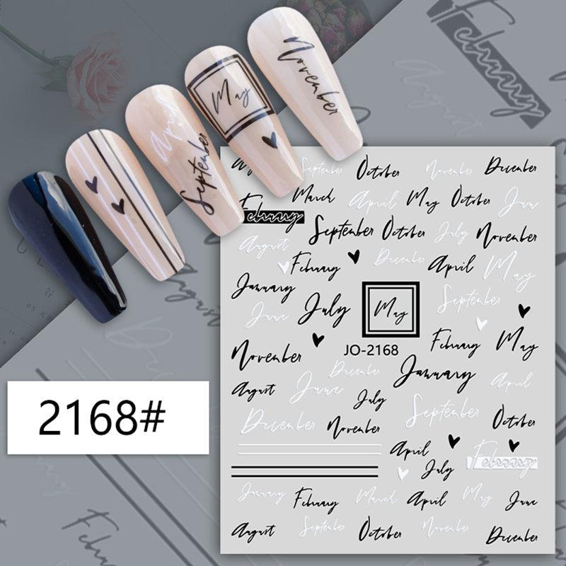 Geometric Face Line 3D Nail Art Sticker Adhesive Decal for Manicure
