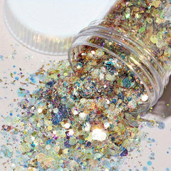 Colorful 3D Nail Art with Holographic Glitter Sequins & Fluorescent Stickers