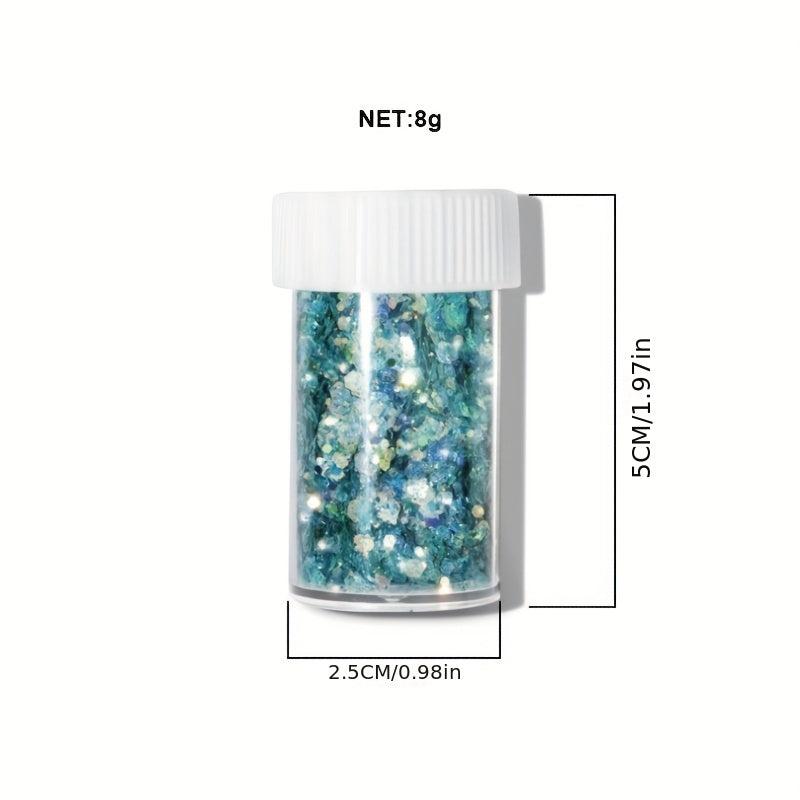 Colorful 3D Nail Art with Holographic Glitter Sequins & Fluorescent Stickers
