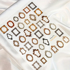 10 Pcs Bohemian Style Nail Charms Metal Frames 3D Engraved Nail Jewelry