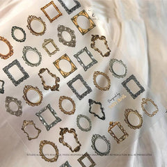 10 Pcs Bohemian Style Nail Charms Metal Frames 3D Engraved Nail Jewelry