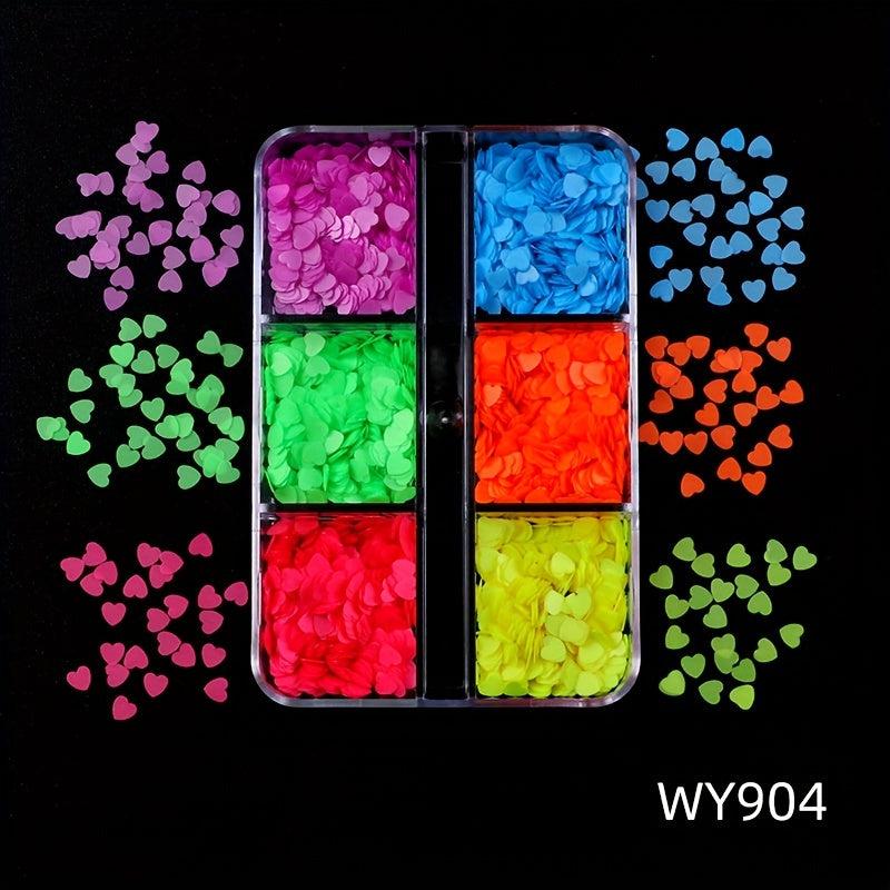 Fluorescent Nail Art Glitter Sequins Luminous Decals
