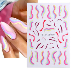 Golden Line Nail Stickers Decal Self Adhesive Nail Art Supplies