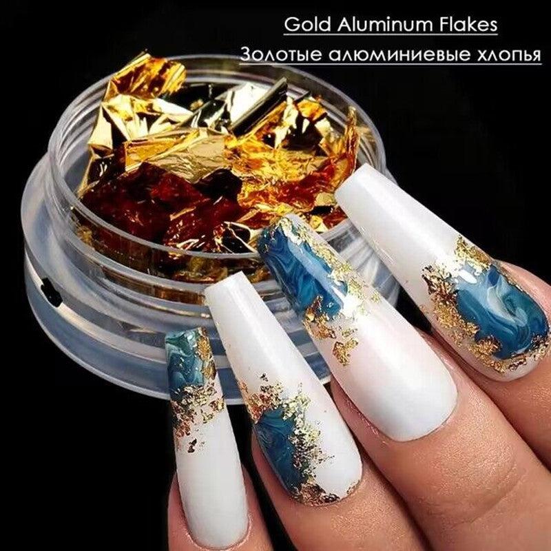 Golden & Silver Foil Nail Decoration