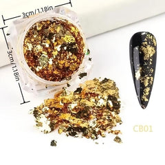 Golden & Silver Foil Nail Decoration