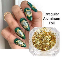 Golden & Silver Foil Nail Decoration