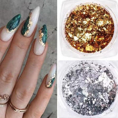 Golden & Silver Foil Nail Decoration