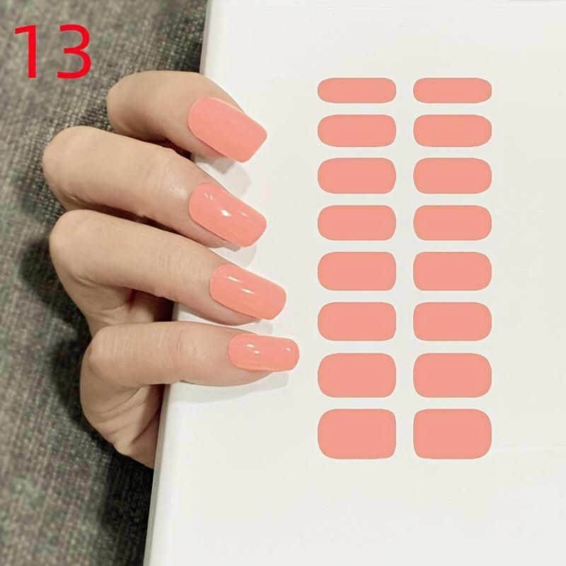 16 Nail Sticker Full Wrap Nail Polish Stickers Self Adhesive Gel Nail Strips