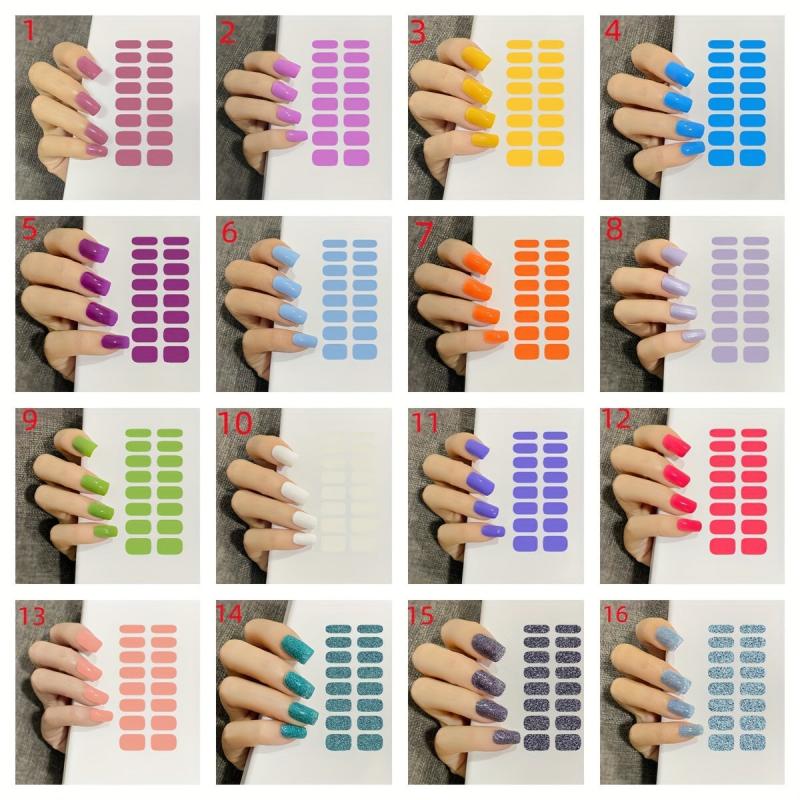 16 Nail Sticker Full Wrap Nail Polish Stickers Self Adhesive Gel Nail Strips