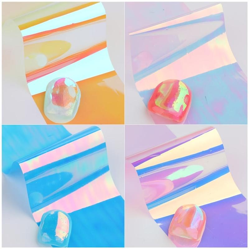 3D Holo Aurora Glass Nail Stickers Rainbow Effect Films DIY Nail Art