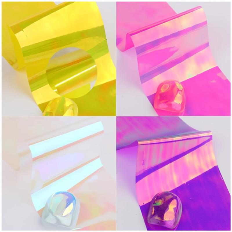 3D Holo Aurora Glass Nail Stickers Rainbow Effect Films DIY Nail Art