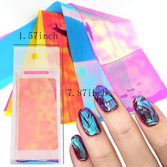 3D Holo Aurora Glass Nail Stickers Rainbow Effect Films DIY Nail Art