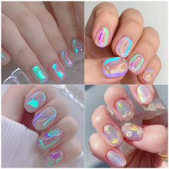 3D Holo Aurora Glass Nail Stickers Rainbow Effect Films DIY Nail Art