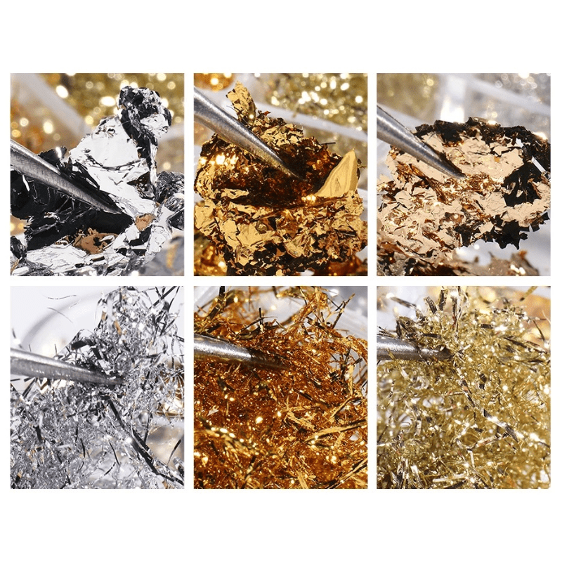 Platinum Shredded Foil Nail Glitter Sequins Silver