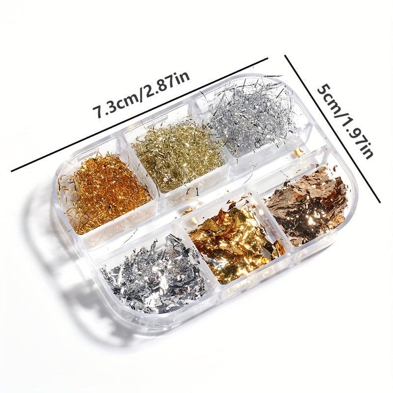 Platinum Shredded Foil Nail Glitter Sequins Silver