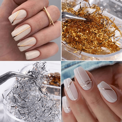 Platinum Shredded Foil Nail Glitter Sequins Silver