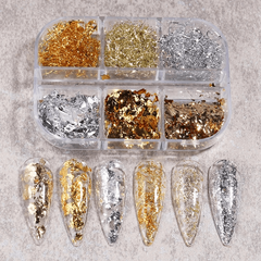 Platinum Shredded Foil Nail Glitter Sequins Silver