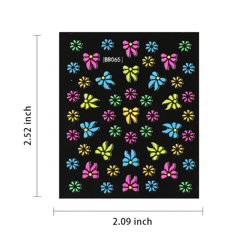 24 pcs Floral 3D Nail Art Stickers Set - Colorful Flowers Design Slid