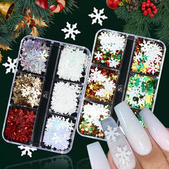 Snowflake Sequins Nail Art Glitter Set 3D Holographic Winter Nail Supplies