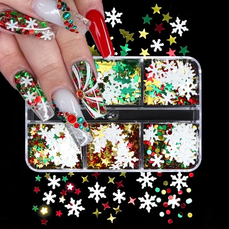 Snowflake Sequins Nail Art Glitter Set 3D Holographic Winter Nail Supplies