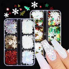 Snowflake Sequins Nail Art Glitter Set 3D Holographic Winter Nail Supplies